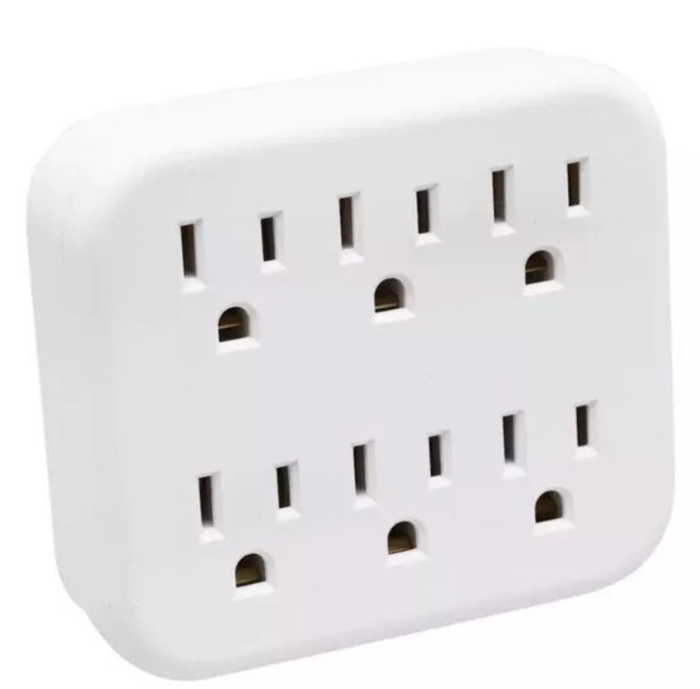 3 Pack White 6 Outlet Wall Outlet Adapters Multi Plug Power Splitters Electrical