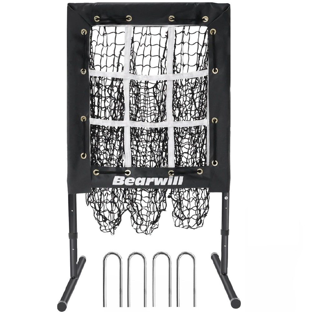 Bearwill 9-Hole Pitching Net w/ Strike Zone – Adjustable Baseball Softball Train