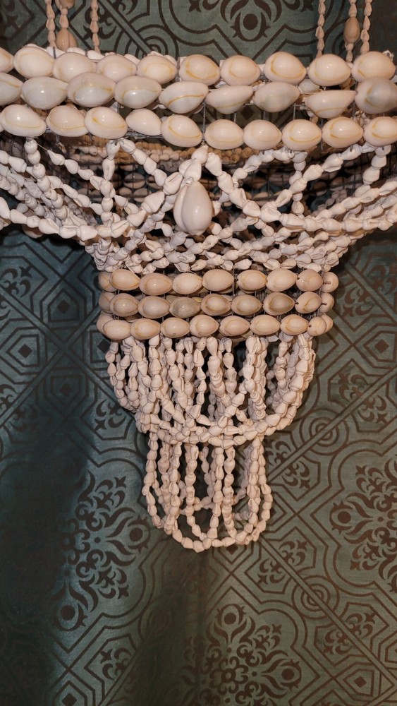 BOHO Hanging Cowrie Sea Shell Planter Decor 70's large