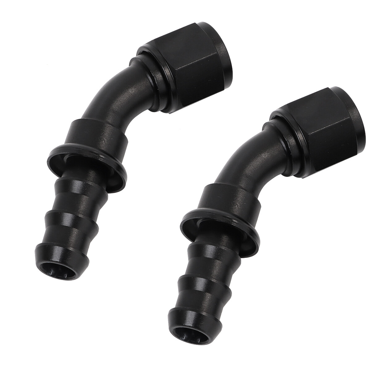 LokoCar 6AN 8AN 10AN Push Lock Hose Fitting End 0° 45° 90° Degree Black 2PCS
