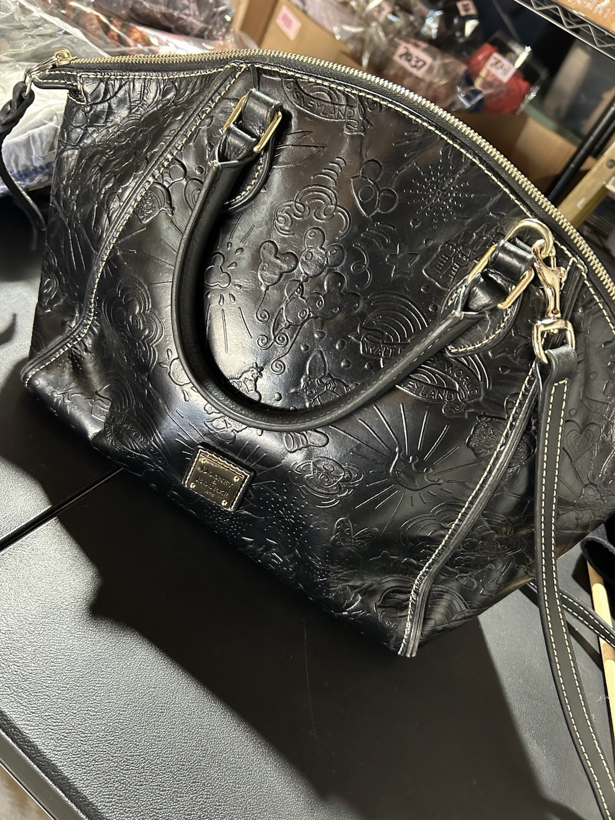 Dooney & Bourke Embossed Leather Disney Sketch Satchel Mickey Mouse Bag Purse