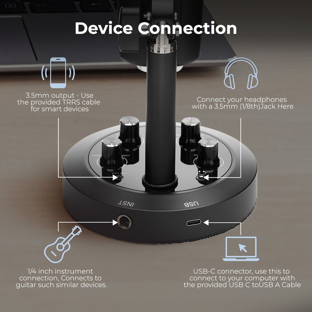 Turnstile Audio Platform Series TAP600 Multi-Pattern USB Microphone, PC, Mac, 4
