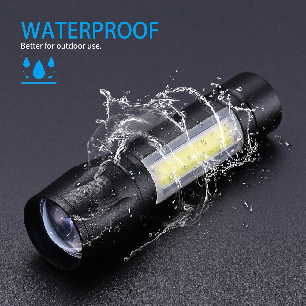 4pcs LED Tactical Flashlight USB Rechargeable Lamp Super Bright 3 Modes Light