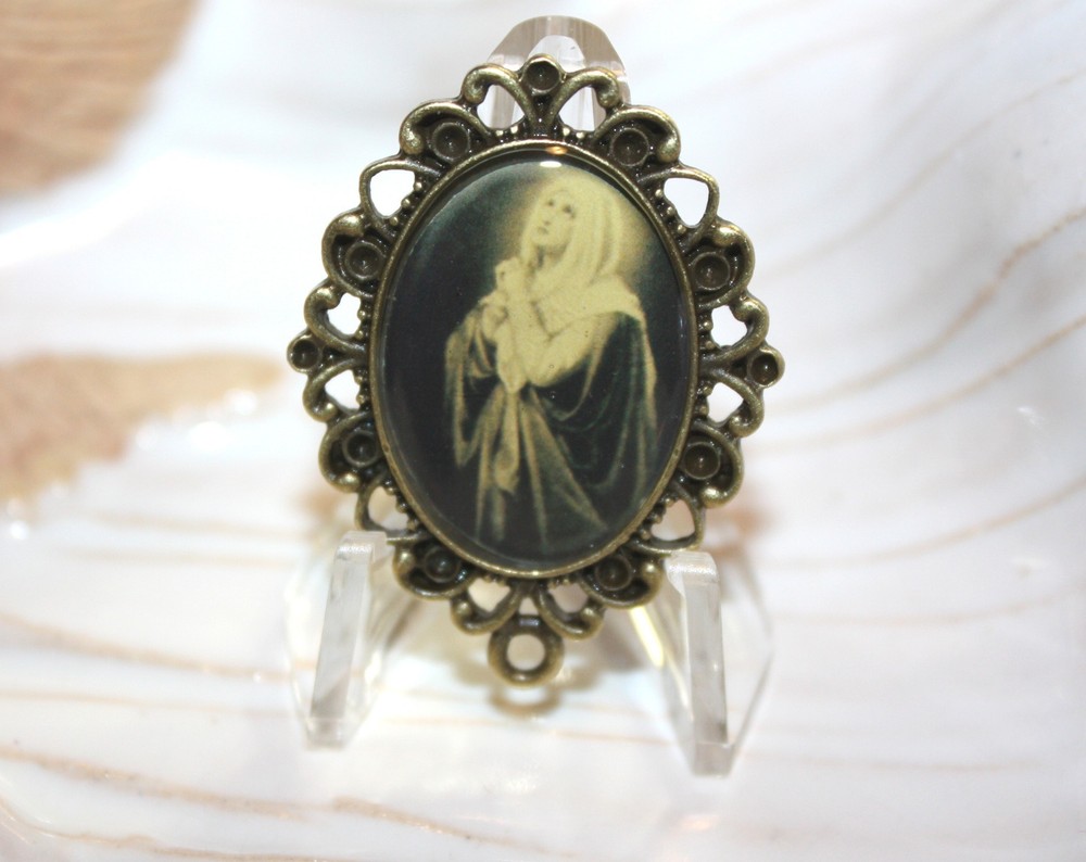 Custom Bronze Rosary Center Part/Color Image/Rosary Making/Sorrowful Mother Mary