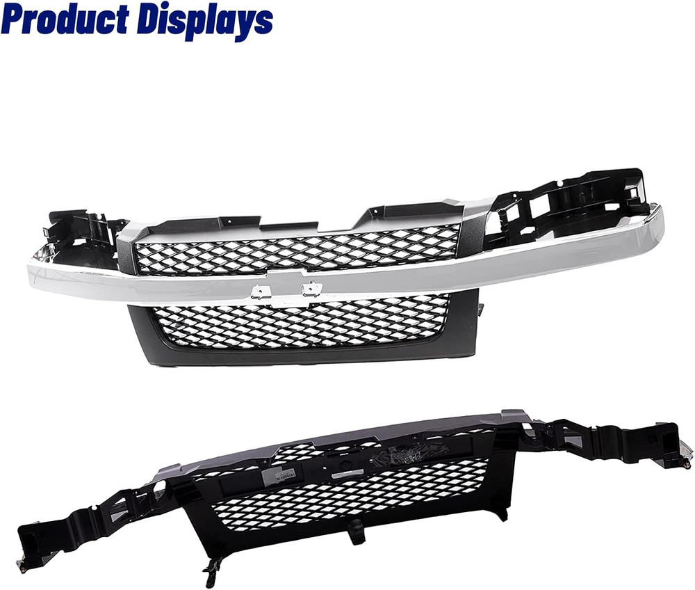 Front Grille Grill with Dark Gray Mesh Insert Compatible with 2004-2012 Chevrole