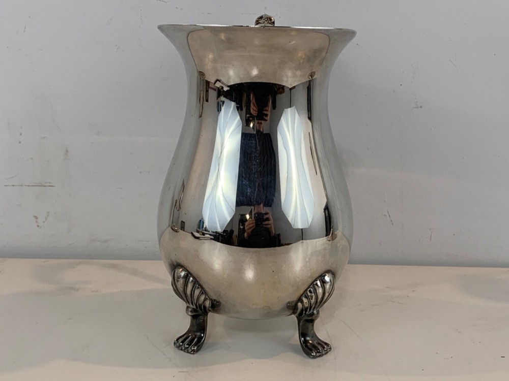 Vintage Leonard Silver Water Pitcher Footed Ice Guard