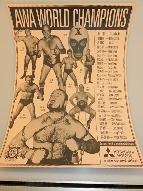 AWA Wrestling Poster World Champions 1961-1989-The Crusher, Vern Gagne, Mr. M