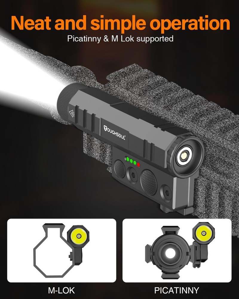 TOUGHSOUL Mlok Tactical Flashlight 2400 Lumen with Momentary Strobe Function,...