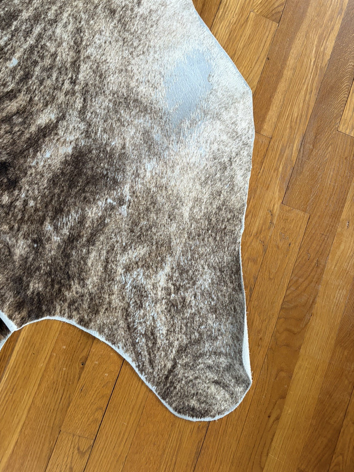 Brindle Gray Beige Natural Cowhide Rug 6 ft × 5.3 ft B.S. TRADING