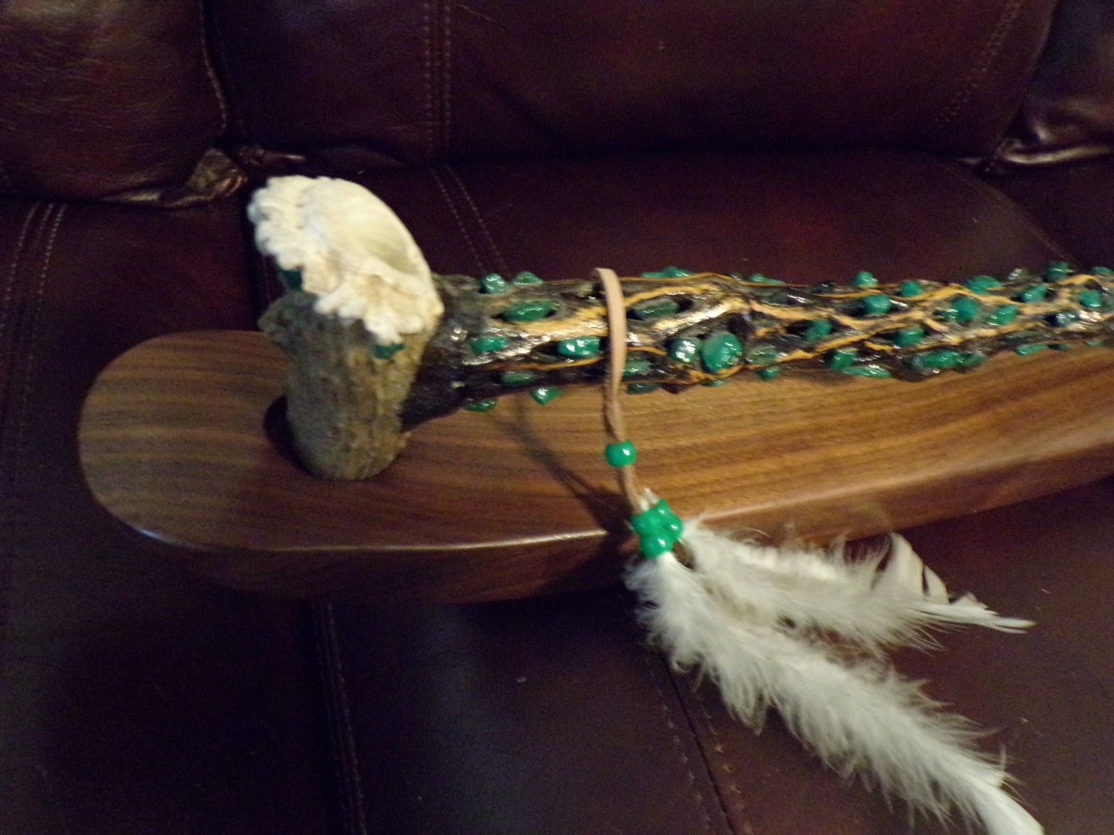 American Indian PEACE PIPE Authentic Native Tribal Ceremonial CACTUS & Turquoise