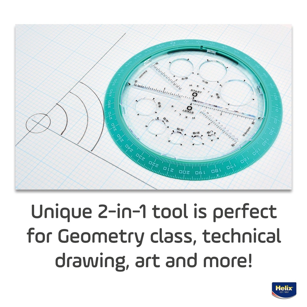 Helix Angle Circle Maker with Templates, 360°, 6 Inch, Assorted Colors