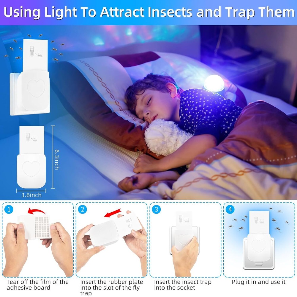 Indoor Flying Insect Trap UV Night Light Bug Catcher