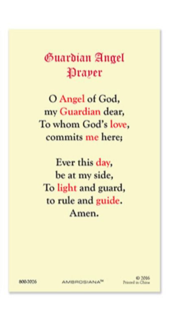 Laminated Guardian Angel Holy Prayer Card Catholic Children on Bridge with Angel