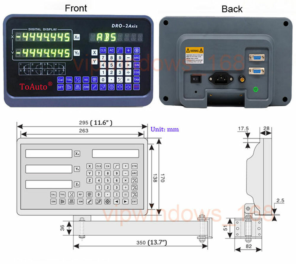 2/3 Axis Digital Readout DRO TTL Linear Glass Scale Encoder EDM Milling Lath 1µm