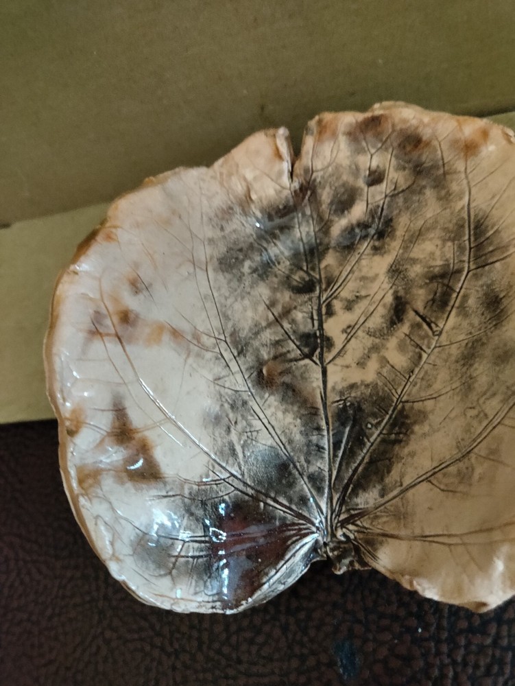 Hand Made & Signed Leaf Imprint Ash Tray