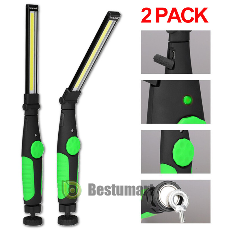 2x Multifunction Rechargeable COB LED Slim Work Light Workshop Auto Lamp 10000LM