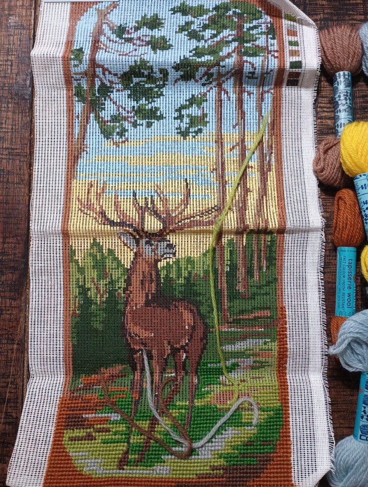 Denmark Ooe Needlework Canvas Deer Kit Wool Started