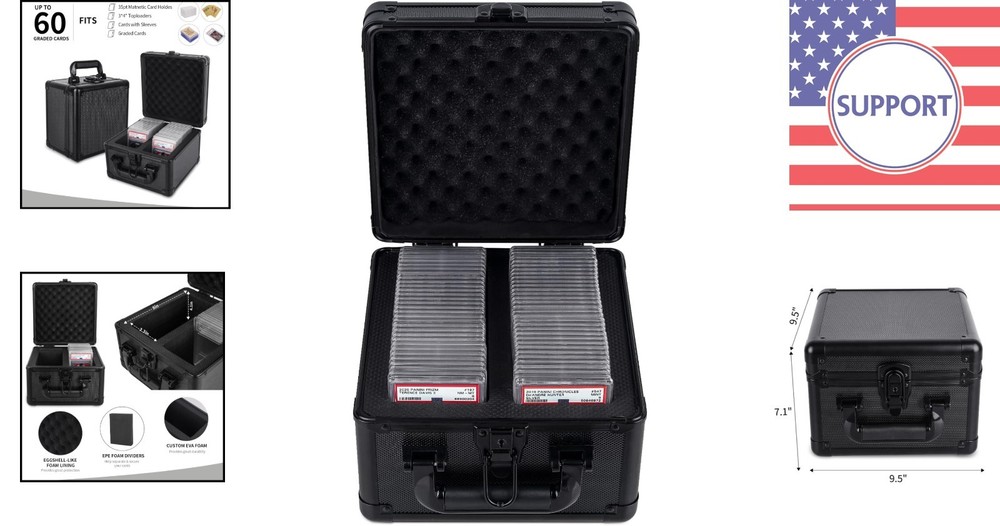 Black Graded Card Holder with Foam Partition - Secure Your Collection