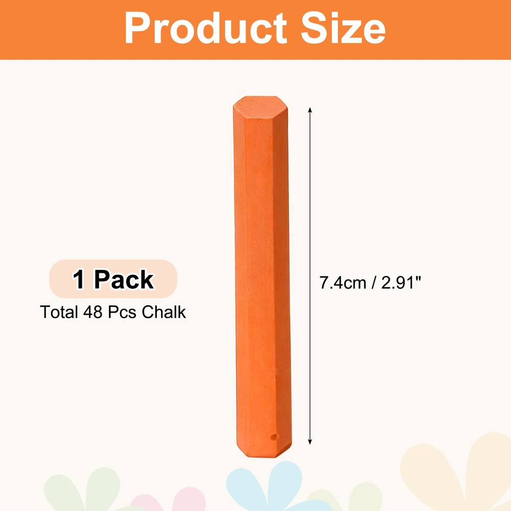 48 PCS Chalkboard Chalk, Dustless Chalk Small Bulk, Orange