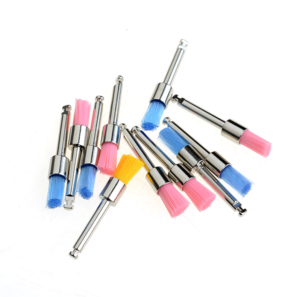 100pzas/pqt Tazón de Fuente de Nylon Colorido Dental Cepillo Profiláctico Pulido