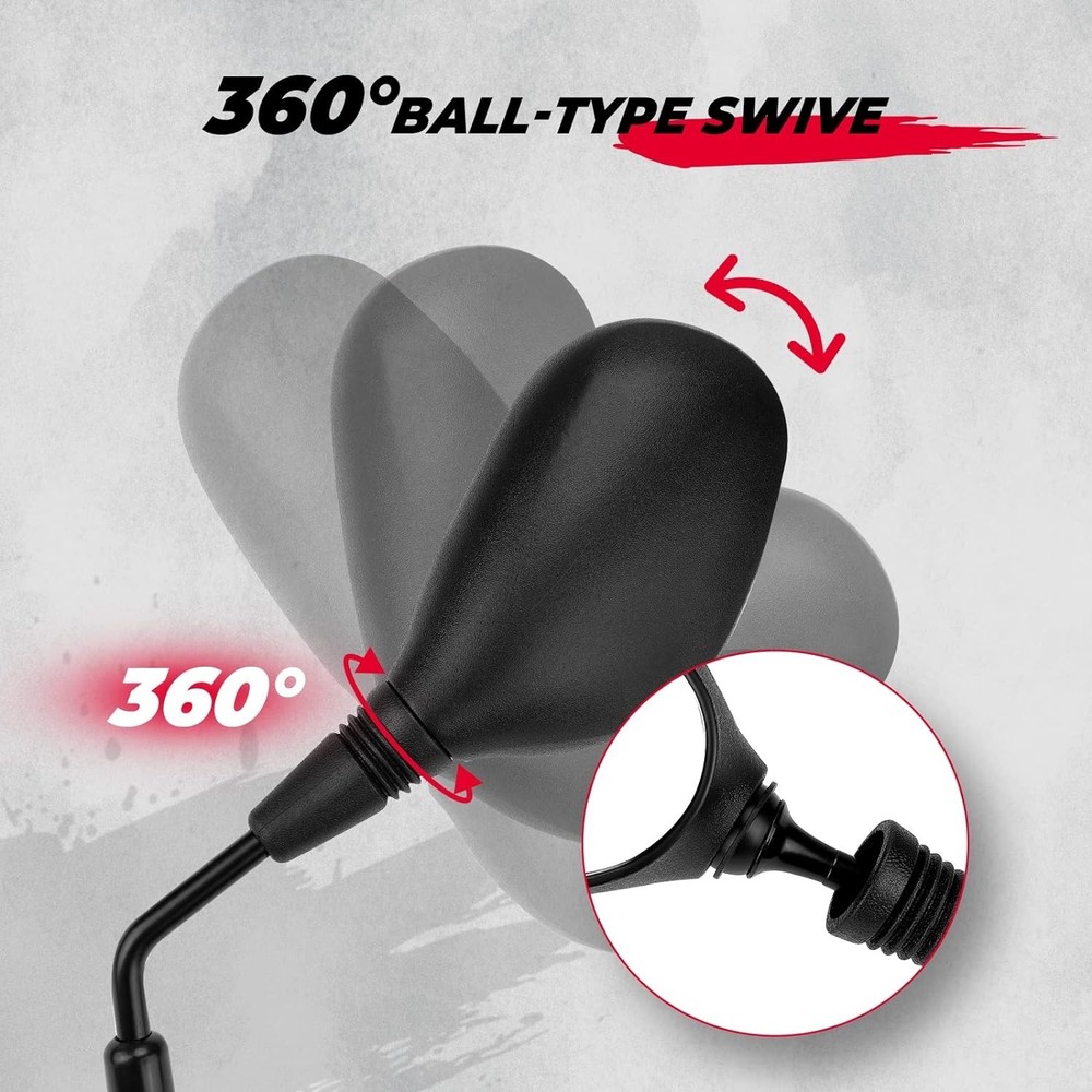 ATV & Motorcycle Mirrors - 360° Adjustable, Scratch Resistant, Black