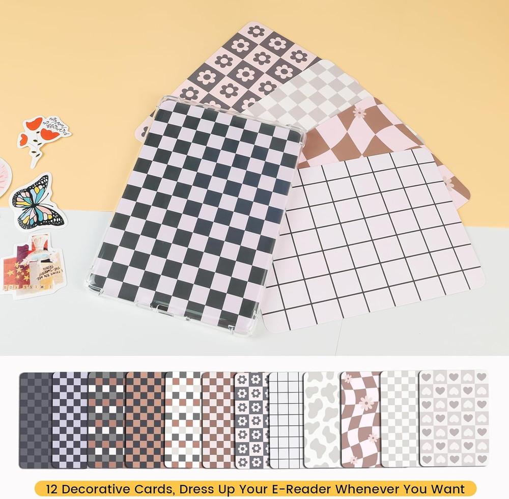 12PCS Cardstock Inserts for E-Reader Clear Case, 6.8" Simple Theme Decor