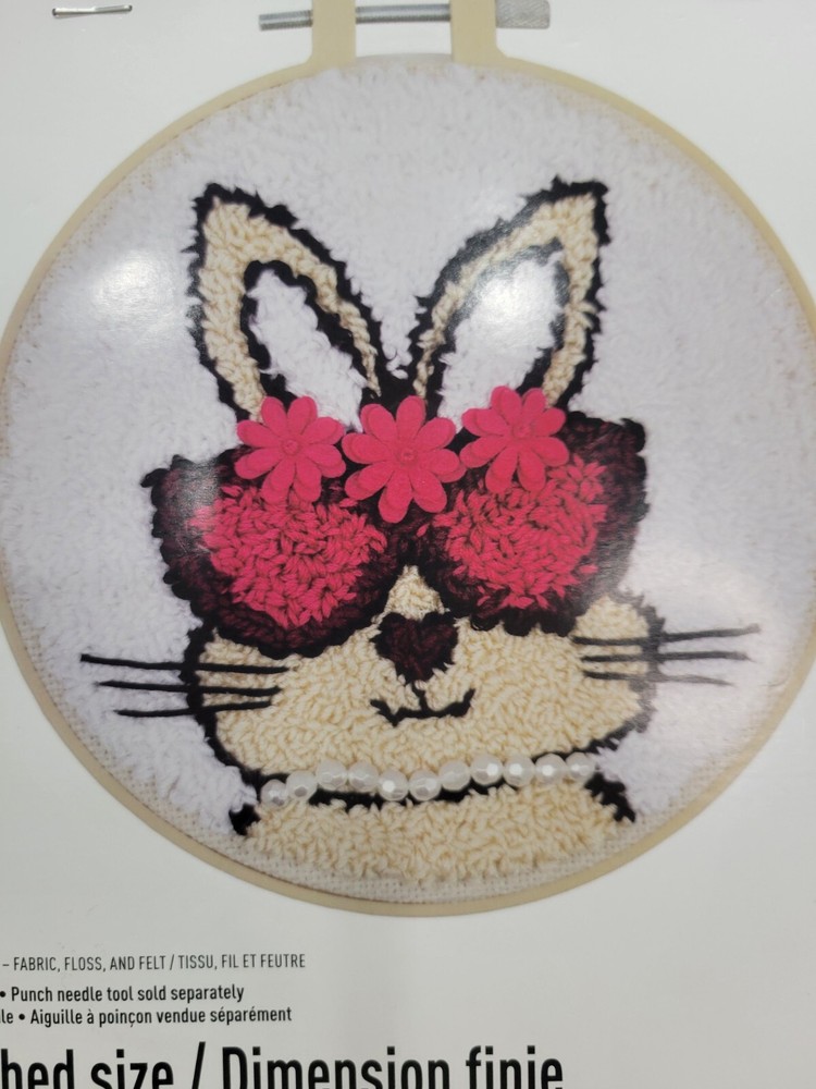 Loops & Threads Punch Needle Kit Bunny Glamourous Famous NEW
