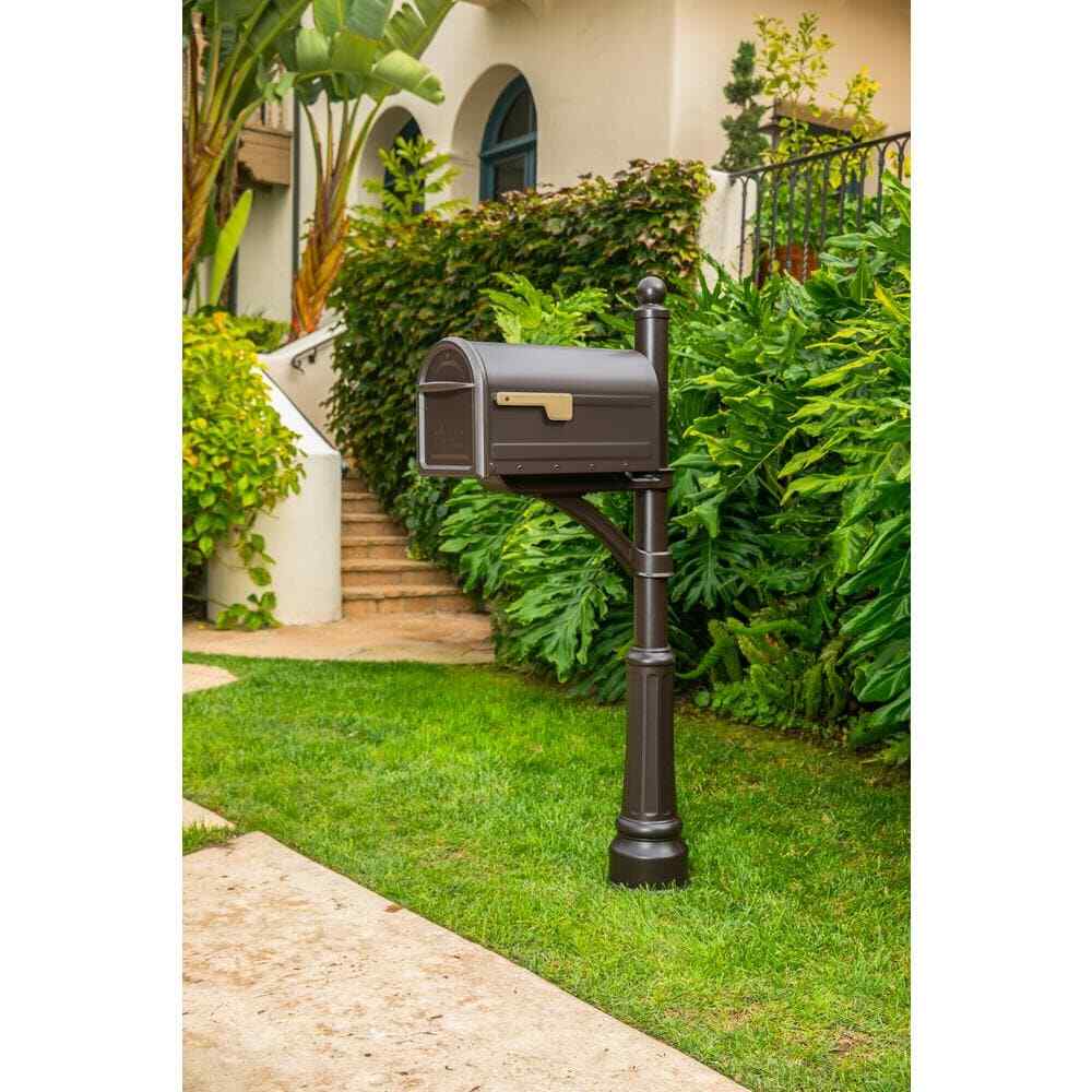 Architectural Mailboxes Post Mount Mailbox Large Galvanized Steel Champagne Flag