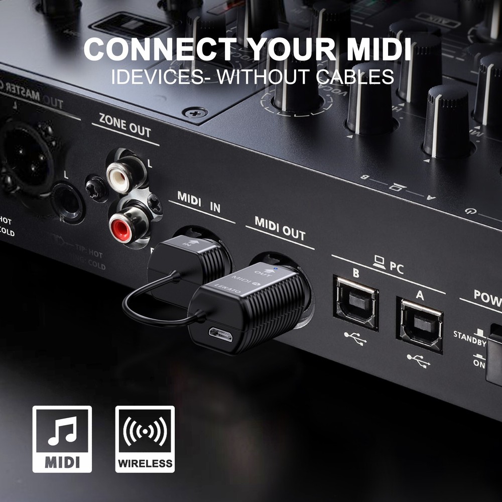LEKATO Wireless MIDI Adapter bluetooth 5 PIN USB MIDI Interface Low Latency