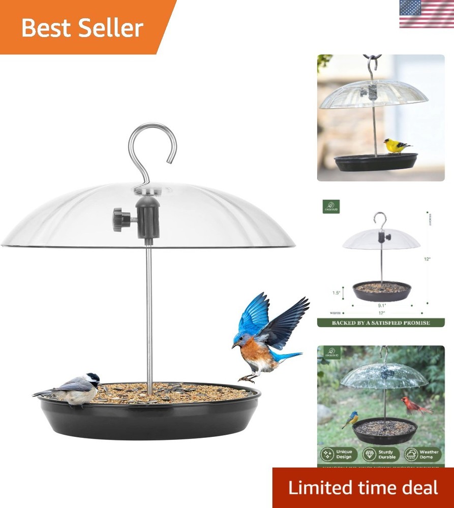 Adjustable Hanging Bird Feeder with Durable Dome Top for Backyard Birdwatching