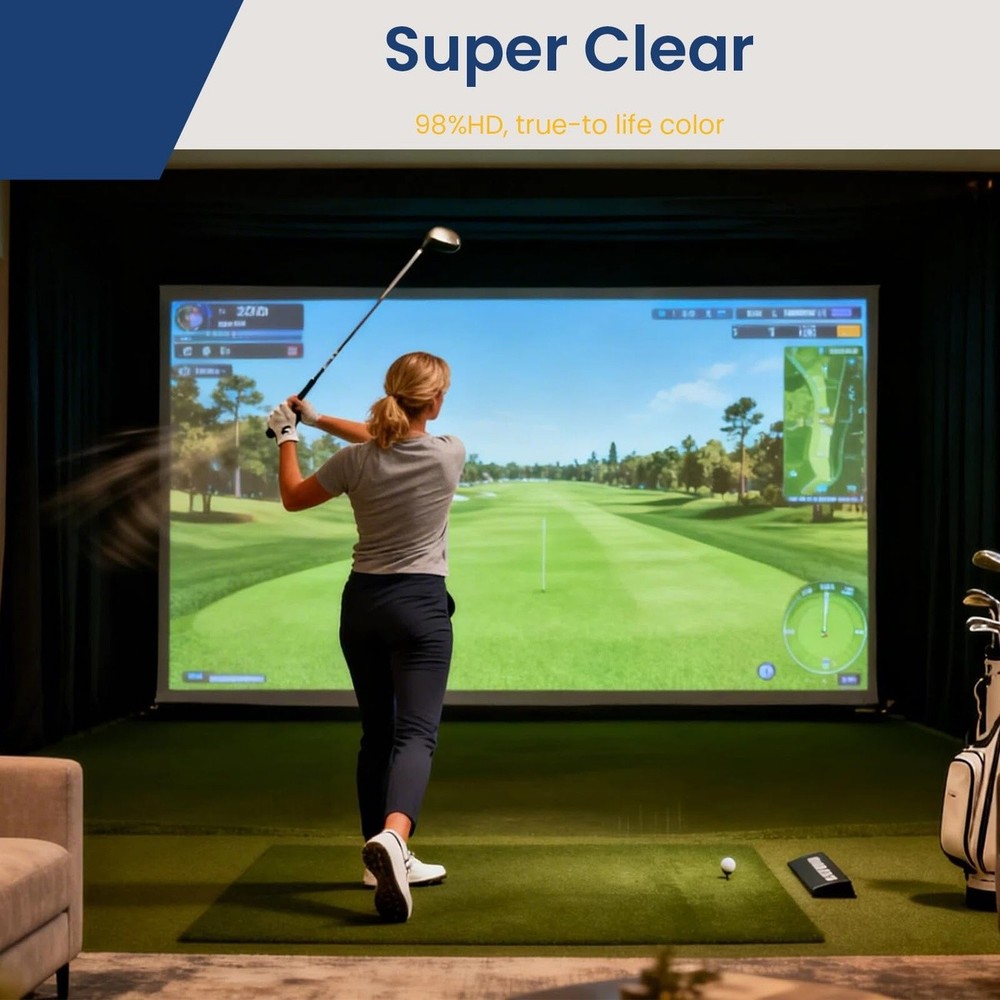 Triple Layer Golf Simulator Impact Screen HD Air Mesh