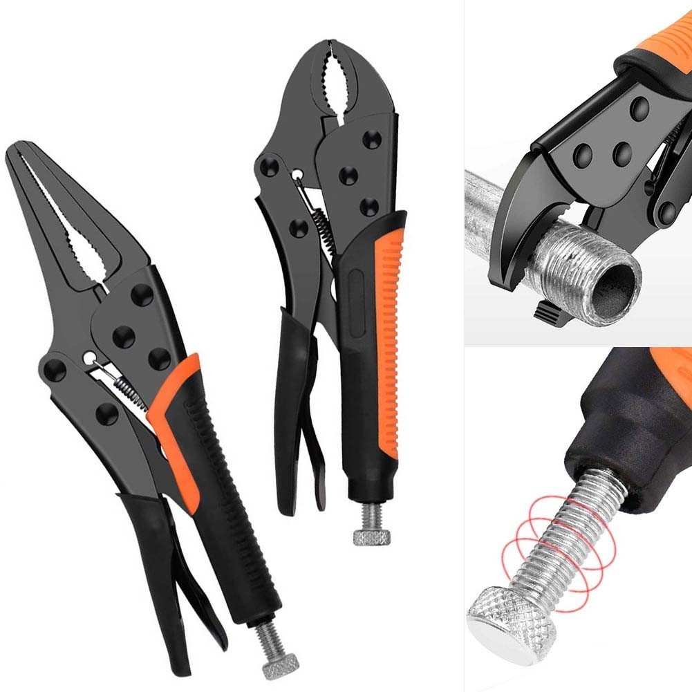MultiFunction Locking Pliers Heavy Duty Round Straight Pipe Wrench Tool