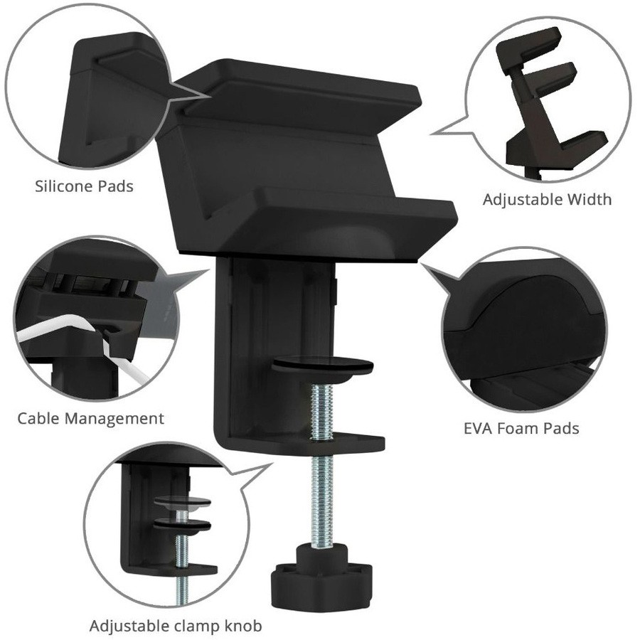 SIIG Powerstrip Clamp Holder with Adjustable Bracket - Black