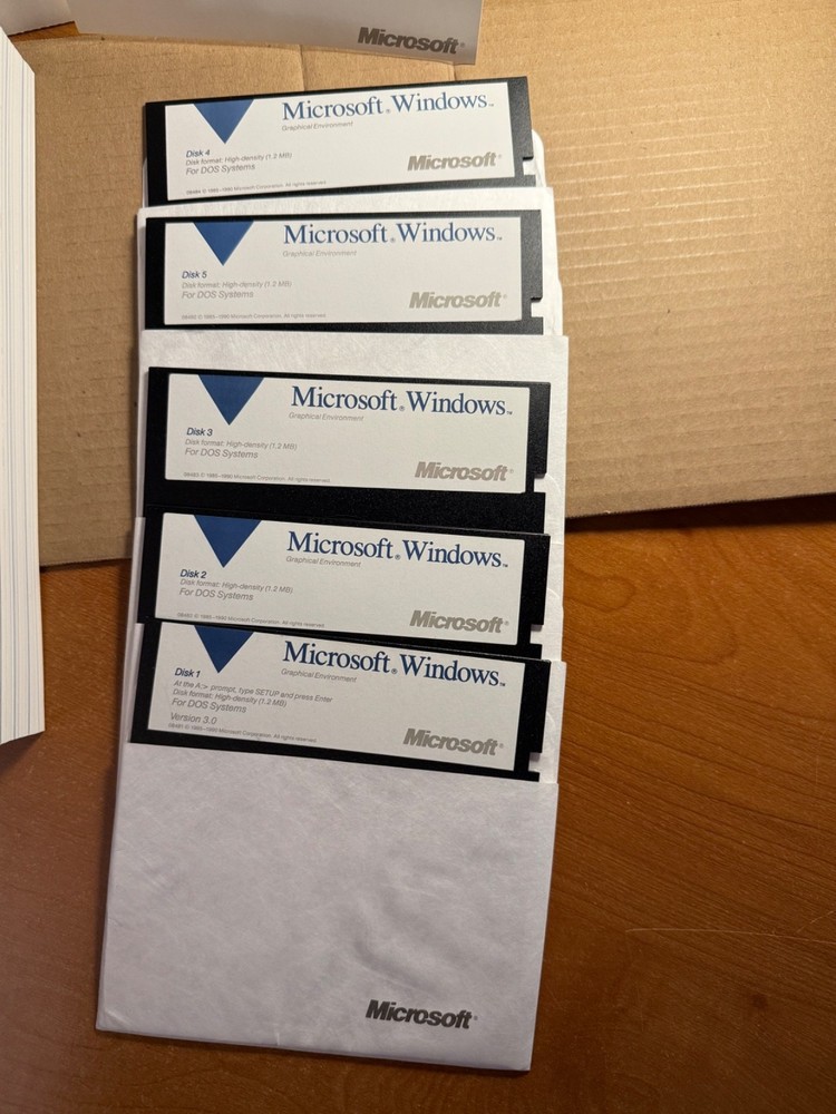 Vintage Microsoft Windows Operating System 3.0 - 5.25" Floppy Version - Mint
