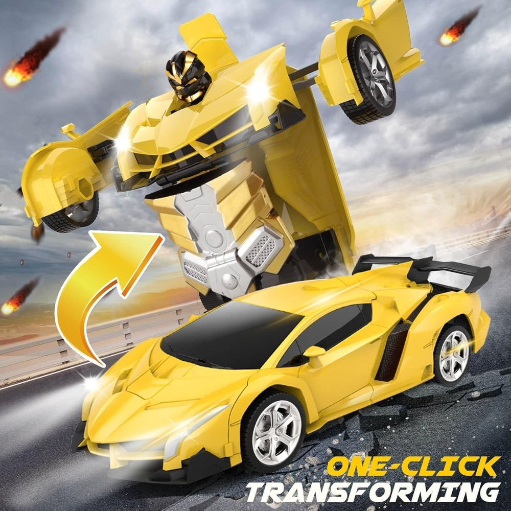 Coche teledirigido Dolanus, robot transformable, amarillo y negro