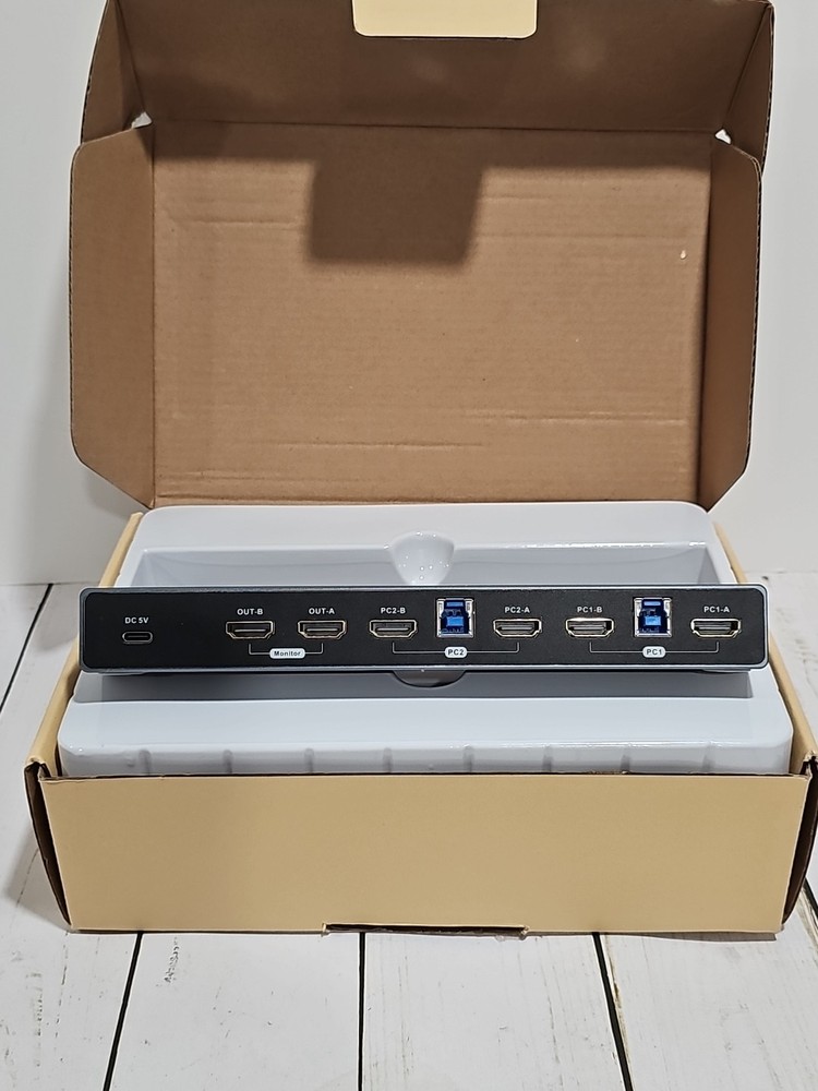 HDMI KVM Switch 2 Monitors 2 Computers, 4K HDMI Matrix Switch 2x2, Support...