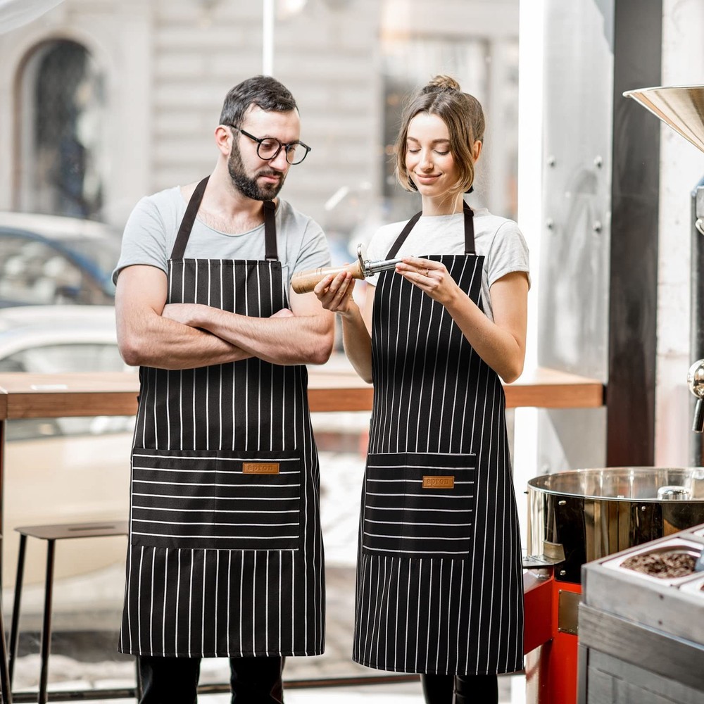 2 Pack Adjustable Bib Apron with 2 Pockets Chef Cooking Kitchen Restaurant Ap...