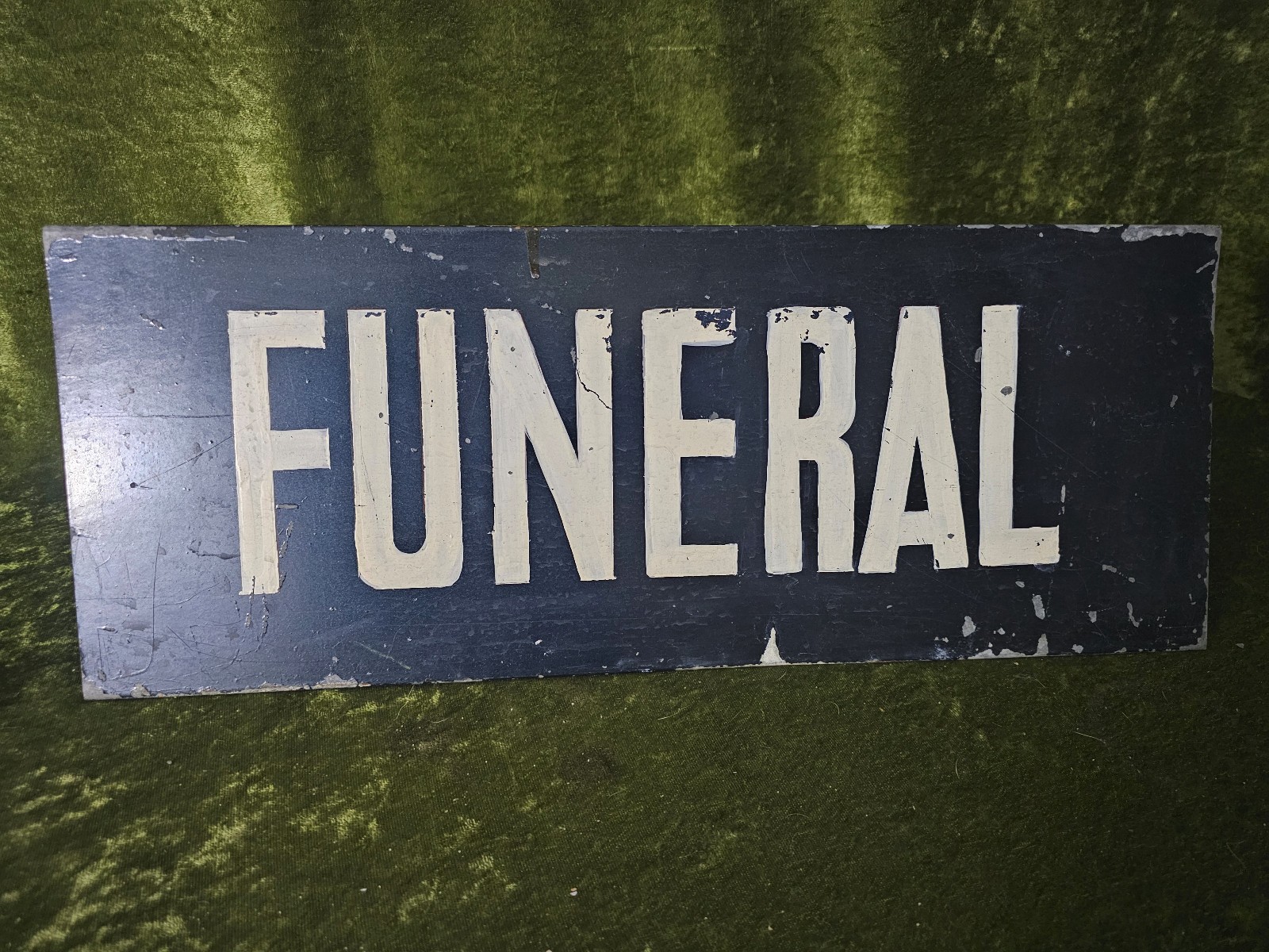 Hand-painted Metal Triangle Funeral Sign - 19.5" mortuary