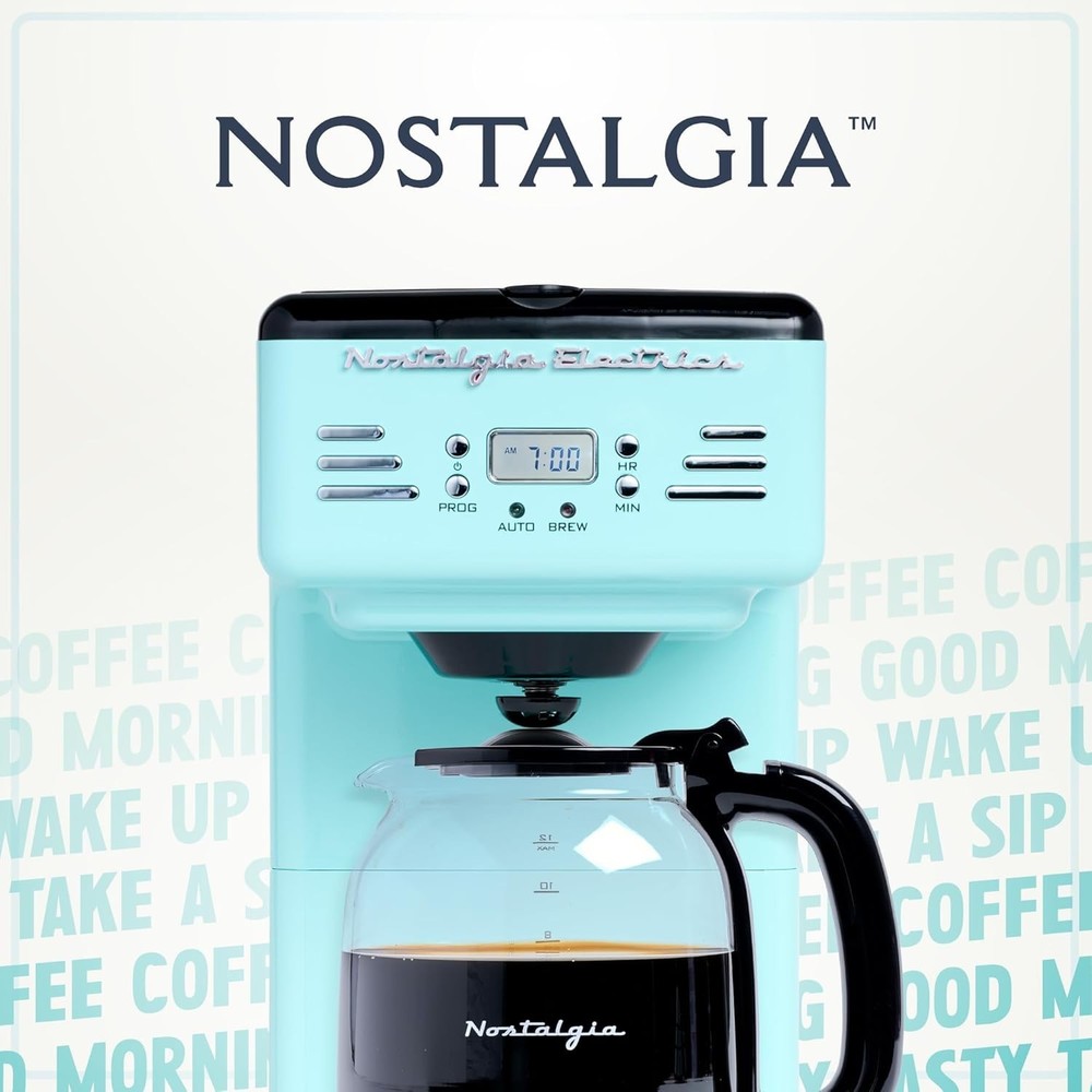 Nostalgia Retro 12-Cup Programmable Coffee Maker (Aqua) New Sealed