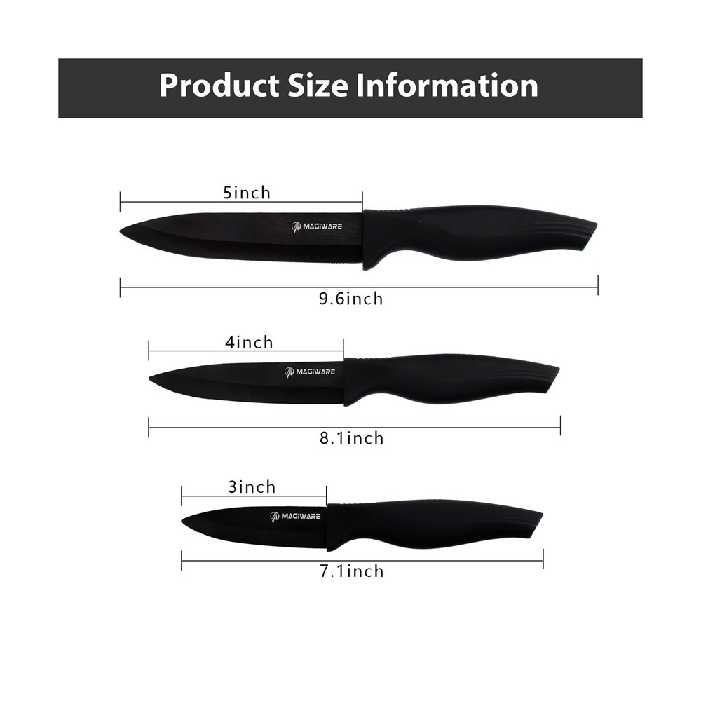 6-Piece Paring Knife Set with Sheaths-Ceramic Blade Sharp Rust Proo... Fast Ship