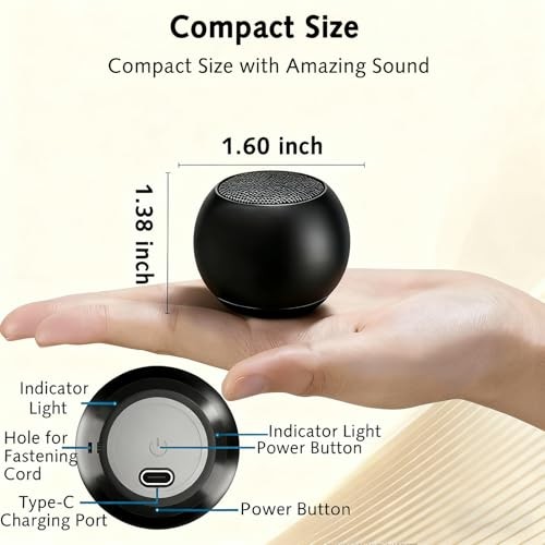 Portable Mini Bluetooth Speaker, Small Wireless Speaker Bluetooth 5.3 with