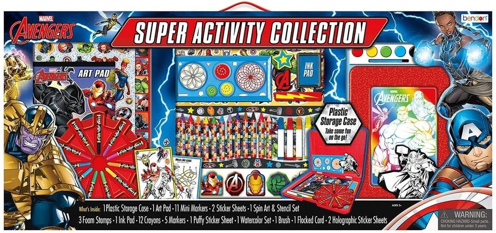 Marvel Avengers Super Activity Collection Set with Mini Coloring Tools, Stickers