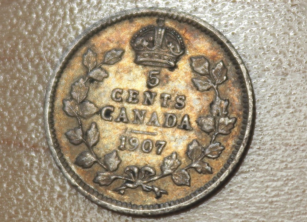 1907 Canada 5 Cents Silver