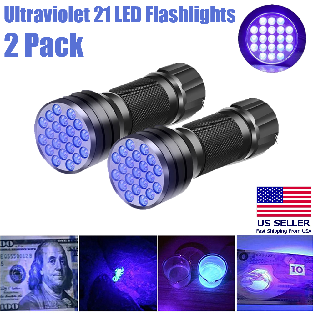 2x UV Ultra Violet LED Flashlight Blacklight Light 395 NM Inspection Lamp Torch