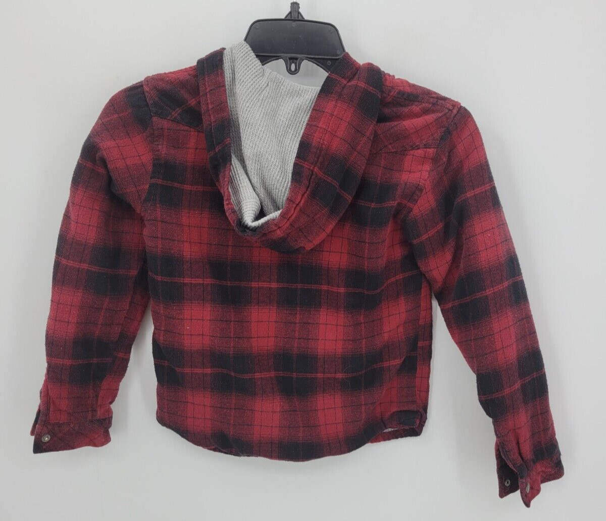 Roper Shirt Jacket Shacket Girls Medium 7-8 Red Black Check Lined Hooded