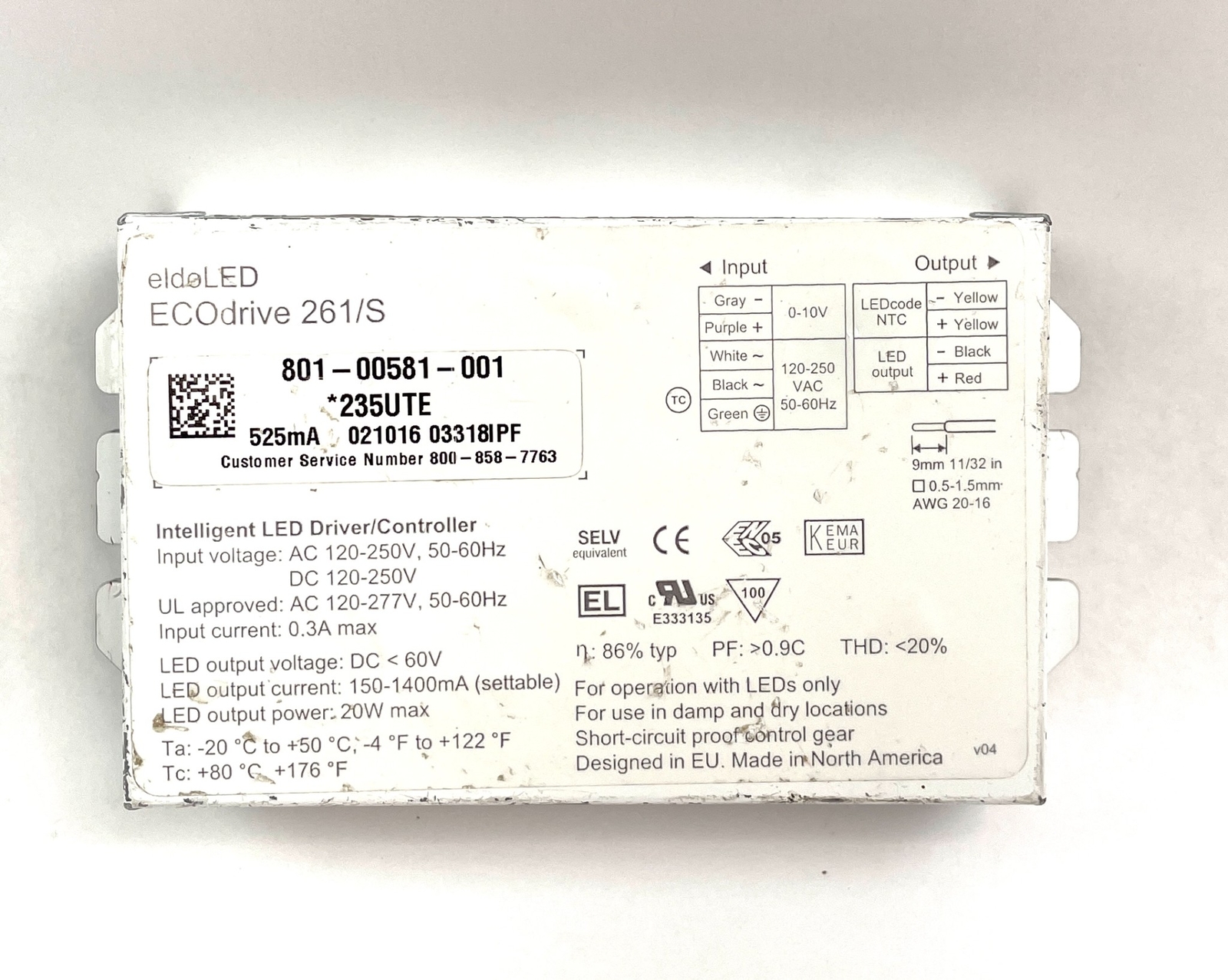 EldoLED Intelligent LED Driver/ Controller ECOdrive 261/S USED