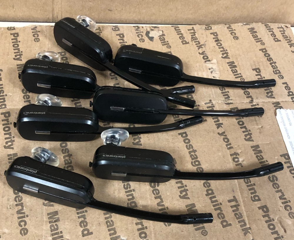 (7) Plantronics C540 Wireless Headset W/4 CHARGING BASE & AC-ADAPTERS (UNTESTED)