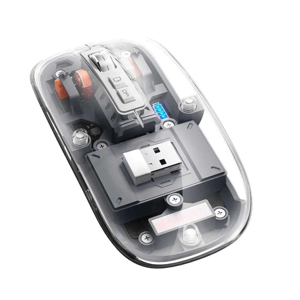 Transparent Office Mouse Bluetooth-Compatible Wireless Mouse with RGB Light Mech