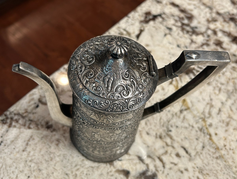 RARE Antique BARBOUR Repousse Silverplate Coffee Tea Pot #3155