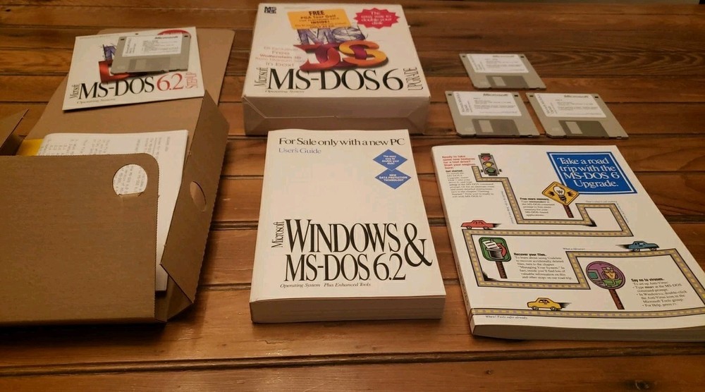 Microsoft MS-DOS 6 Software Upgrade Operating System 4x Floppy Disk 6.2 Step Up